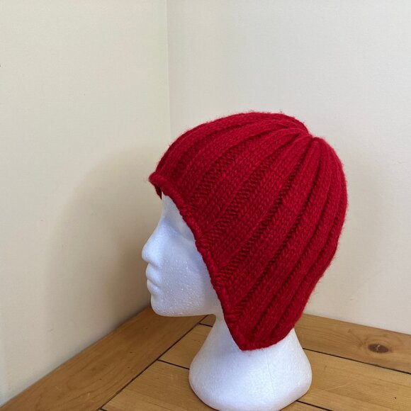 Columbia Knit Winter Beanie Hat Tuque Red with Lined Ear Flaps Adult Size - Picture 3 of 10